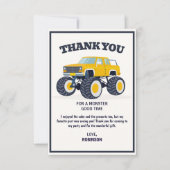 Smash Crash - Moderne Gele Monster Truck Verjaarda Bedankkaart (Voorkant)