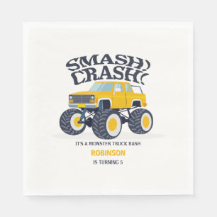 Smash Crash - Moderne Gele Monstertruck Verjaardag Servet