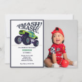 Smash Crash - Moderne Groene Monster Truck Foto Kaart (Voorkant)