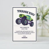 Smash Crash- Moderne Groene Monstertruck Verjaarda Bedankkaart (Staand voorkant)