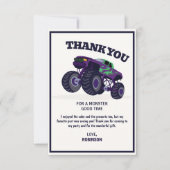 Smash Crash- Moderne Paarse Monstertruck Verjaarda Bedankkaart (Voorkant)