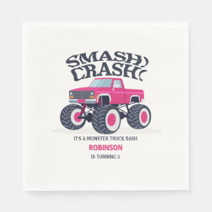 Smash Crash - Moderne Roze Monster Truck Verjaarda Servet