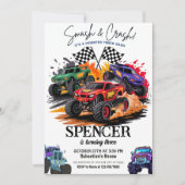 Smash & Crash Monster Truck Bash 3e verjaardag Kaart (Voorkant)