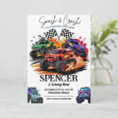 Smash & Crash Monster Truck Bash 3e verjaardag Kaart (Staand voorkant)