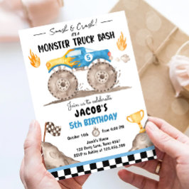 Smash Crash Monster Truck Bash Blue Boy Verjaardag Kaart