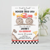 Smash Crash Monster Truck Bash Red Boy Verjaardag Kaart (Staand voorkant)