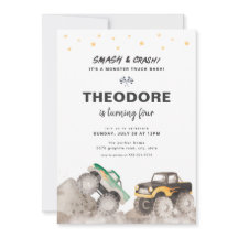 Smash & Crash Monster Truck Birthday Invitation