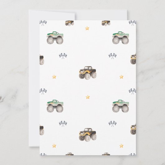 Smash & Crash Monster Truck Birthday Invitation Kaart (Achterkant)