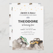 Smash & Crash Monster Truck Birthday Invitation Kaart (Voorkant / Achterkant)