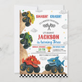 Smash Crash Monster Truck Kids Verjaardagsfeest Kaart (Voorkant)