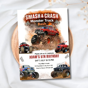 Smash & Crash Monster Truck Klap Verjaardag Jongen Kaart