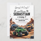 Smash & Crash Monster Truck Rally 3e verjaardag Kaart (Voorkant)