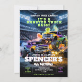 Smash & Crash Monster Truck Verjaardag Uitnodiging (Voorkant)