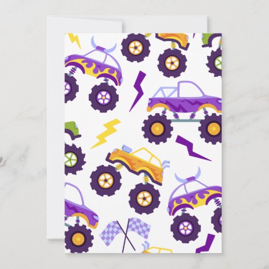 Smash & Crash Monster Truck Verjaardag Uitnodiging (Achterkant)