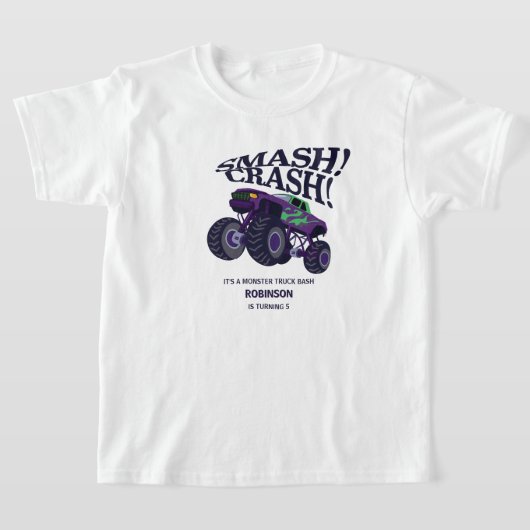 Smash Crash - Verjaardag van de Paarse monstertruc T-shirt (Laagn)