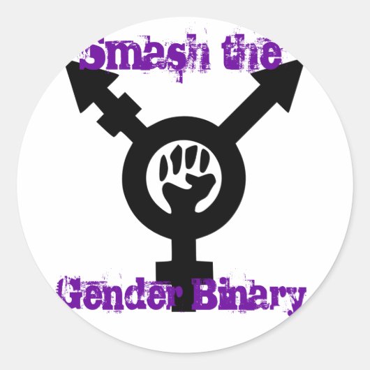 Smash de Gender Binaire transfeministische sticker (Voorkant)