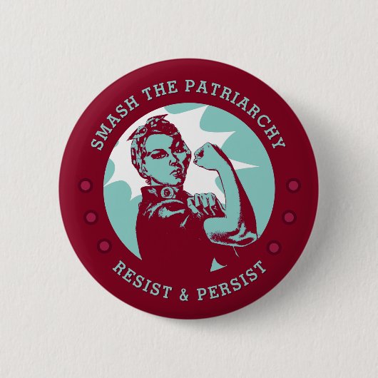 Smash de Patriarchie Rosie de Riveter Ronde Button 5,7 Cm (Voorkant)