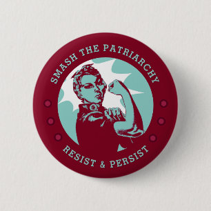 Smash de Patriarchie Rosie de Riveter Ronde Button 5,7 Cm