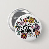 SMASH de PATRIARCHY Floral Schattige Daisy Hand-Dr Ronde Button 5,7 Cm (Voorkant /achterkant)