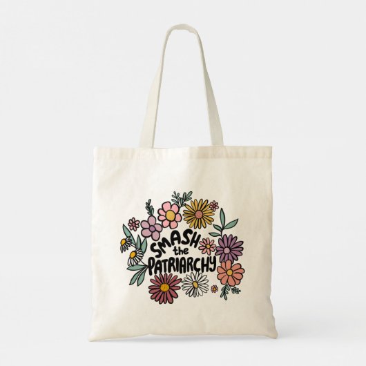 SMASH de PATRIARCHY Floral Schattige Daisy Hand-Dr Tote Bag (Achterkant)