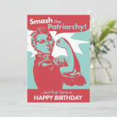 Smash de Patriarchy Rosie Riveter Verjaardag Kaart (Staand voorkant)