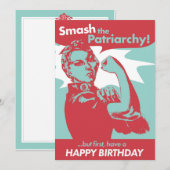 Smash de Patriarchy Rosie Riveter Verjaardag Kaart (Voorkant / Achterkant)