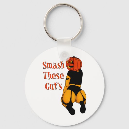 Smash Deze Gut's Grappige Pompoen Halloween Joke Sleutelhanger (Voorkant)