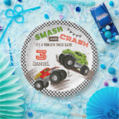 Smash en Crash Monster Truck 3e verjaardag Papieren Bordje (Feest)