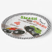 Smash en Crash Monster Truck 4e verjaardagsfeestje Papieren Bordje (Gekanteld)