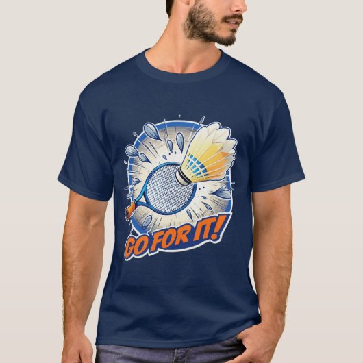 Smash het! Comic Style Badminton T-shirt (Voorkant)