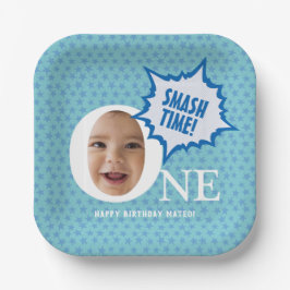 SMASH! Leuke Baby jongen fotocollage gepersonalise Papieren Bordje