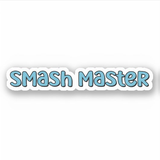 Smash Master Blue Retro Pickleball Tekst Sticker (Voorkant)