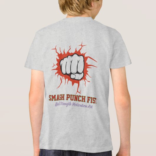 Smash Punch Fist – Bold Strength Motivation Art Tri-Blend Shirt (Achterkant)