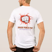 Smash Punch Fist – Bold Strength Motivation Art Tri-Blend Shirt (Achterkant)
