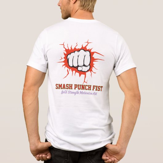 Smash Punch Fist – Bold Strength Motivation Art Tri-Blend Shirt (Achterkant)