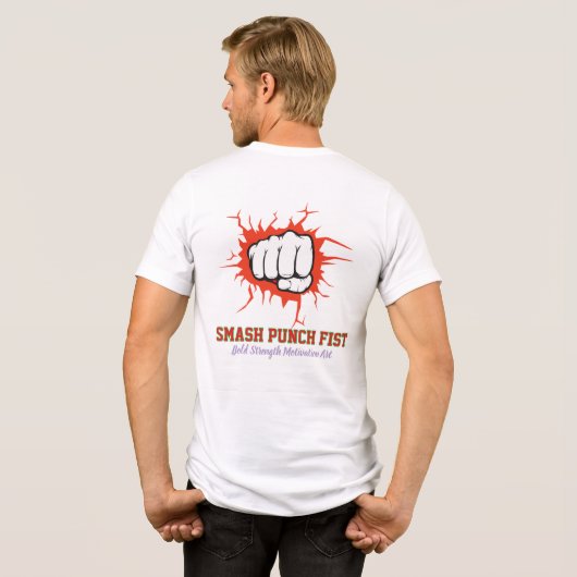 Smash Punch Fist – Bold Strength Motivation Art Tri-Blend Shirt (Achterkant volledig)