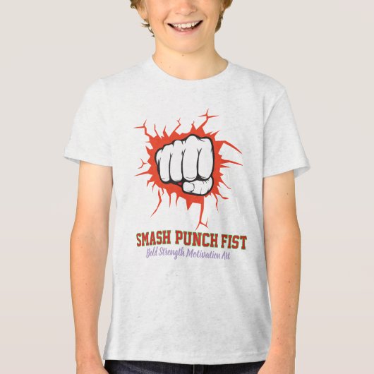 Smash Punch Vuist – Krachtige Sterkte Motivatie Ku Tri-Blend Shirt (Voorkant)