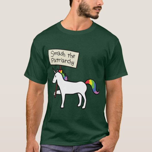 Smashhe Patriarchy White Unicorn Relaed Fit funny T-shirt (Voorkant)