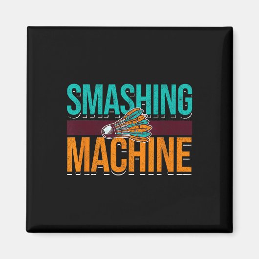 Smashing Machine Shuttle Retro Birdie Badminton Magneet (Voorkant)
