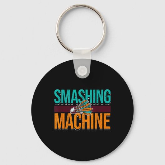 Smashing Machine Shuttle Retro Birdie Badminton Sleutelhanger (Voorkant)