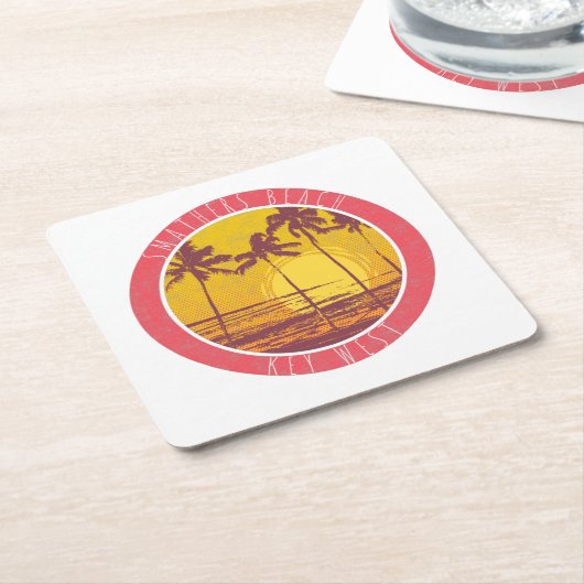 Smathers Beach Key West  Beach Sunrise Surf Kartonnen Onderzetters (Schuin)