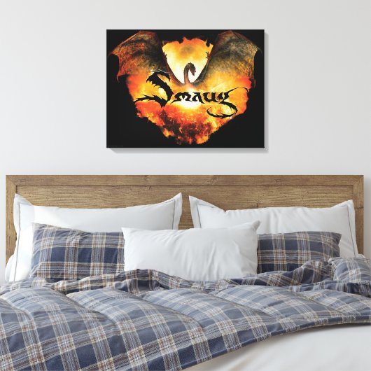 SMAUG™ over Laketown Canvas Afdruk (Insitu (Slaapkamer))
