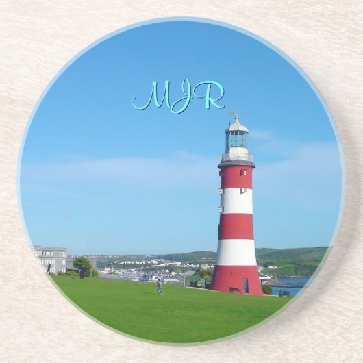 Smeaton's toren, de Hoe, Plymouth Zandsteen Onderzetter (Voorkant)