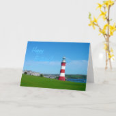 Smeaton's Tower, Plymouth Hoe birthday card Kaart (Gele Bloem)