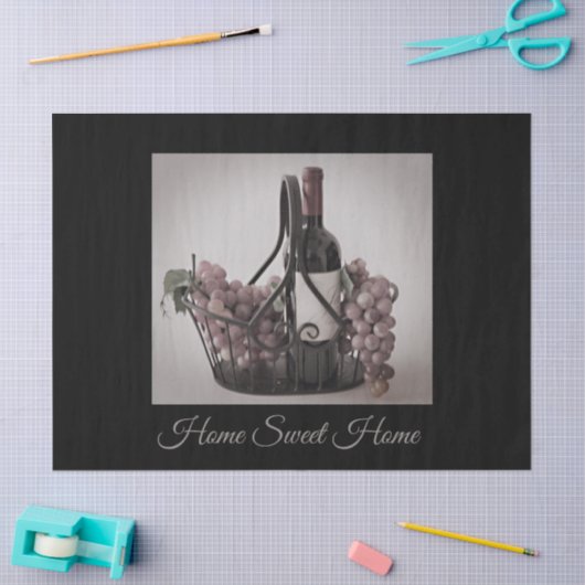 Smeedijzeren mand van wijn & druiven tissuepapier (Craft)