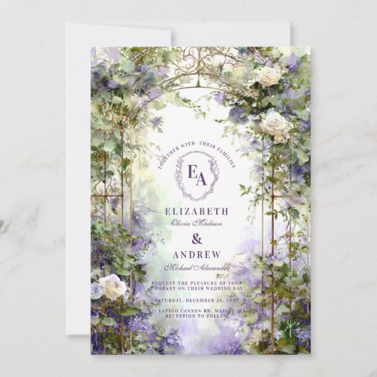  smeedijzeren poort tuin bruiloft kaart (Voorkant)