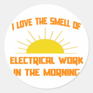 Smeer van elektrisch werk in de ochtend ronde sticker