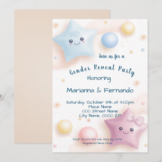 Smeerkleurige sterren Geslacht Kaart (Voorkant / Achterkant)