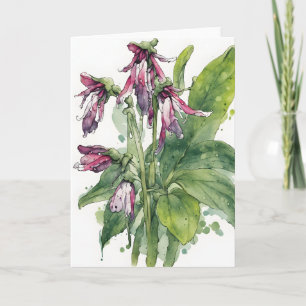 Smeerwortel - Waterverf bloemen Kaart