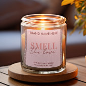 Smell The Love Custom Pink Glitter Candle Label